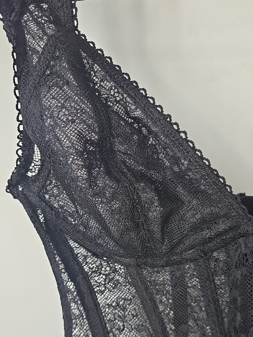 Urban Outfitter Black Sheer Lace Bustier wBoning Thick Straps Sexy Elegant Glam - Picture 5 of 11